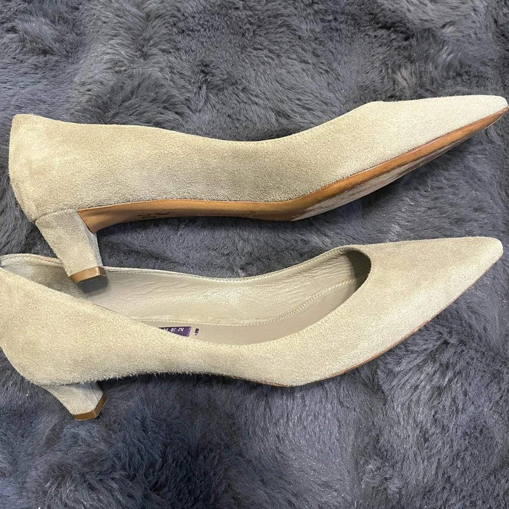 Ralph Lauren Collection Purple Label suede  heel pumps gray 9 1/2 B